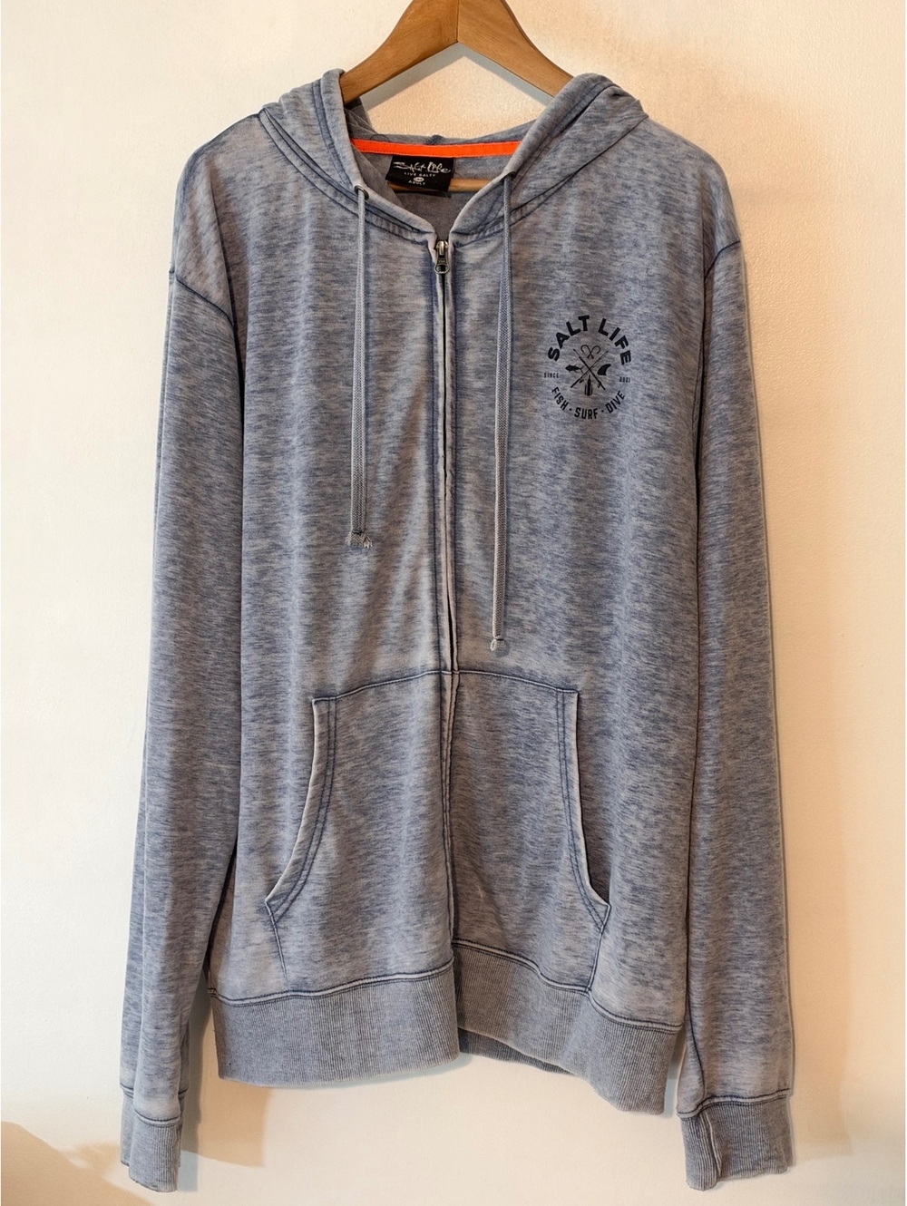 Salt Life Men's Large Gray Full Zip Hoodie Sweatshirt